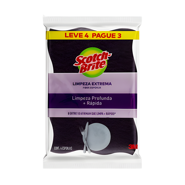 ESPONJA 3M SCOTCH EXTREMA C/4 LEVE 4 PAGUE 3 - ROXA